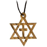 Star of David with Cross Necklace Olive Wood From The Holy Land