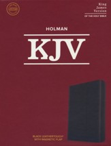KJV Large-Print Compact Reference Bible--soft leather-look, black with magnetic flap