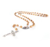 Jesus King of the Universe, Byzantine Olive Wood Rosary with Oval Medal and Cross Pendant