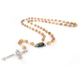 Our Lady of Guadalupe Olive Wood Rosary with Oval Medal and Cross Pendant