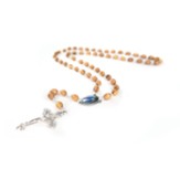 Our Lady of Grace Olive Wood Rosary with Oval Medal and Cross Pendant