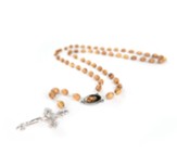 Madonna and Child Olive Wood Rosary with Oval Medal and Cross Pendant