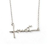 Trust Horizontal Cross, Words of Life, Sterling Silver Necklace
