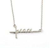 Peace Horizontal Cross, Words of Life, Sterling Silver Necklace