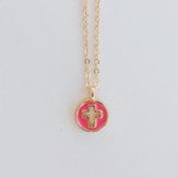 Hot Pink Cross Charm Necklace