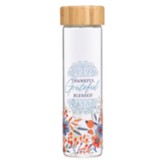 Give Thanks Glass Water Bottle, With Sleeve