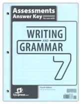 BJU Press Writing & Grammar Grade 7 Assessments Answer Key  (4th Edition)