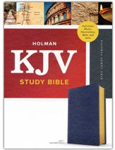 KJV Study Bible, Full-Color--soft leather-look, navy blue