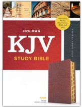 KJV Study Bible, Full-Color--bonded leather, brown (indexed) - Imperfectly Imprinted Bibles