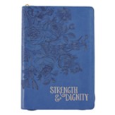 Strength and Dignity Zippered Journal, LuxLeather Blue