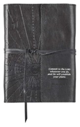 Commit to the Lord Journal, Genuine Leather, black with Wrap Closure