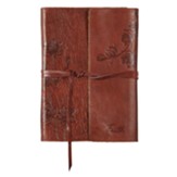 Faith Journal, Genuine Leather, Brown with Wrap Closure