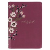 Walk By Faith Embroidered Zipper Journal, Burgundy