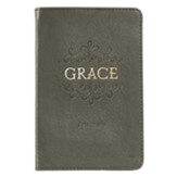 Grace Pocket Journal, Genuine Leather, Gray