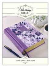 KJV Note-Taking Bible--soft  leather-look, printed purple, floral