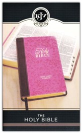 KJV Giant-Print Bible--soft leather-look, brown/pink