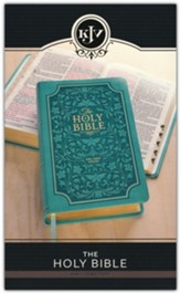 KJV Giant-Print Bible--soft leather-look, teal (indexed)