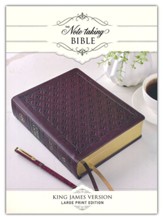 KJV Large-Print Note-Taking Bible--soft leather-look, burgundy