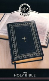 KJV Deluxe Gift Bible--soft leather-look, black with cross