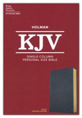 KJV Single-Column Personal-Size Bible--genuine leather, black