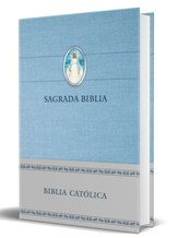Sagrada Biblia Católica, edición compacta, tapa dura azul con Virgen Milagrosa (Holy Catholic Bible, Compact Edition)