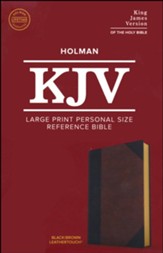KJV Large-Print Personal Size Reference Bible--soft leather-look, black/brown