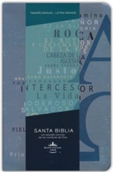 Biblia RVR 1960 letra grande tamaño manual, simil piel azul Alfa Omega con nombres de Dios (Handy Size Large Print Leathersoft Blue Alpha Omega with the Names of God)