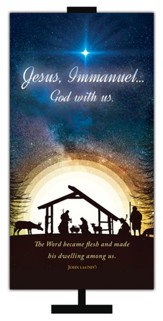 Jesus Immanuel, God With Us (John 1:14, NIV) 3' x 5' Fabric Banner