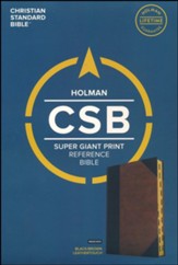 CSB Super Giant-Print Reference Bible--soft leather-look, black/brown (indexed)