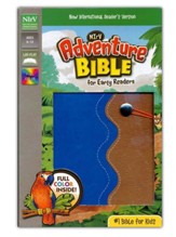 NirV Adventure Bible for Early Readers, Italian Duo-Tone, Elastic Closure, Blue/Tan