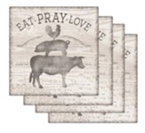 Eat Pray Square Coaster Set