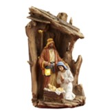The Real Life Holy Family With LED Rustic Stable