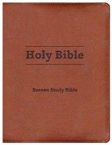 Berean Study Bible--soft leather-look, tan