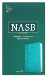 NASB Large-Print Personal-Size Reference Bible--soft leather-look, teal