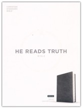 CSB He Reads Truth Bible--soft leather-look, smoke (indexed)