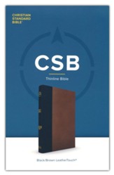 CSB Thinline Bible--soft leather-look, black/brown