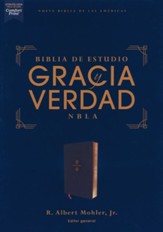 Biblia de Estudio NBLA Gracia y Verdad, Piel Imit., Azul Marino  (NBLA Grace and Truth Study Bible, Soft Leather-Look, Navy)