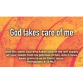 Children and Youth Scripture Cards, God Takes Care of Me, Philippians 4:19 Pack of 25