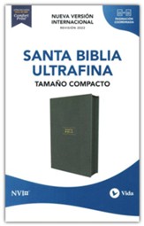 NVI, Santa Biblia, Texto revisado 2022, Tamano Compacto, Piel Reciclada, Verde, con Cierre, Palabras de Jesus en Rojo, Comfort Print