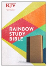 KJV Rainbow Study Bible--soft leather-look, brown/tan