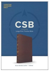 CSB Large Print Thinline Bible--bonded leather, brown (indexed)