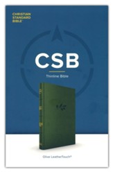 CSB Thinline Bible--soft leather-look, olive - Imperfectly Imprinted Bibles