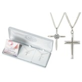 25th Anniversary His and Hers Cross Necklace Set, 2 Necklaces