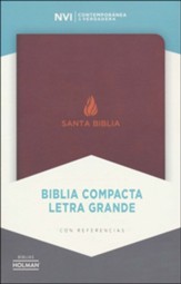 NVI Biblia Compacta Letra Grande, marrón piel fabricada con índice, bonded leather