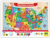 USA Map State Shaped Wood Puzzle, 44 pieces