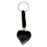 Jesus Heart Keychain, Hand-carved Serpentine Stone