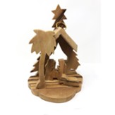Olive Wood 3D Nativity Grotto Ornament, Small