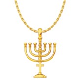 Menorah Cross Pendant, Gold Plated Sterling Silver
