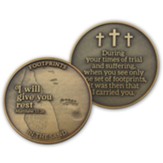 Footprints In The Sand, Gold Plated Challenge Coin, Matthew 11:28