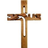 Olive Wood Jesus Cut Out Wall Cross, Medium